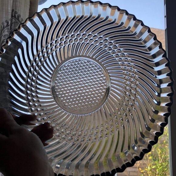 Vintage Libbey Glass Smoke Grey Spiral Plate - Picture 6 of 9